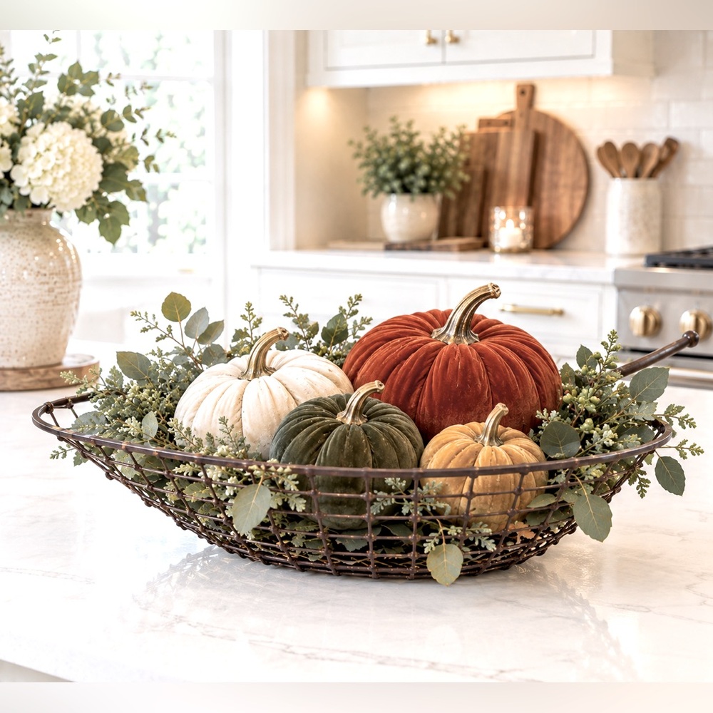 Large Rustic Brown Wire Leaf Shape Basket – Farmhouse Cottagecore & Fall Decor